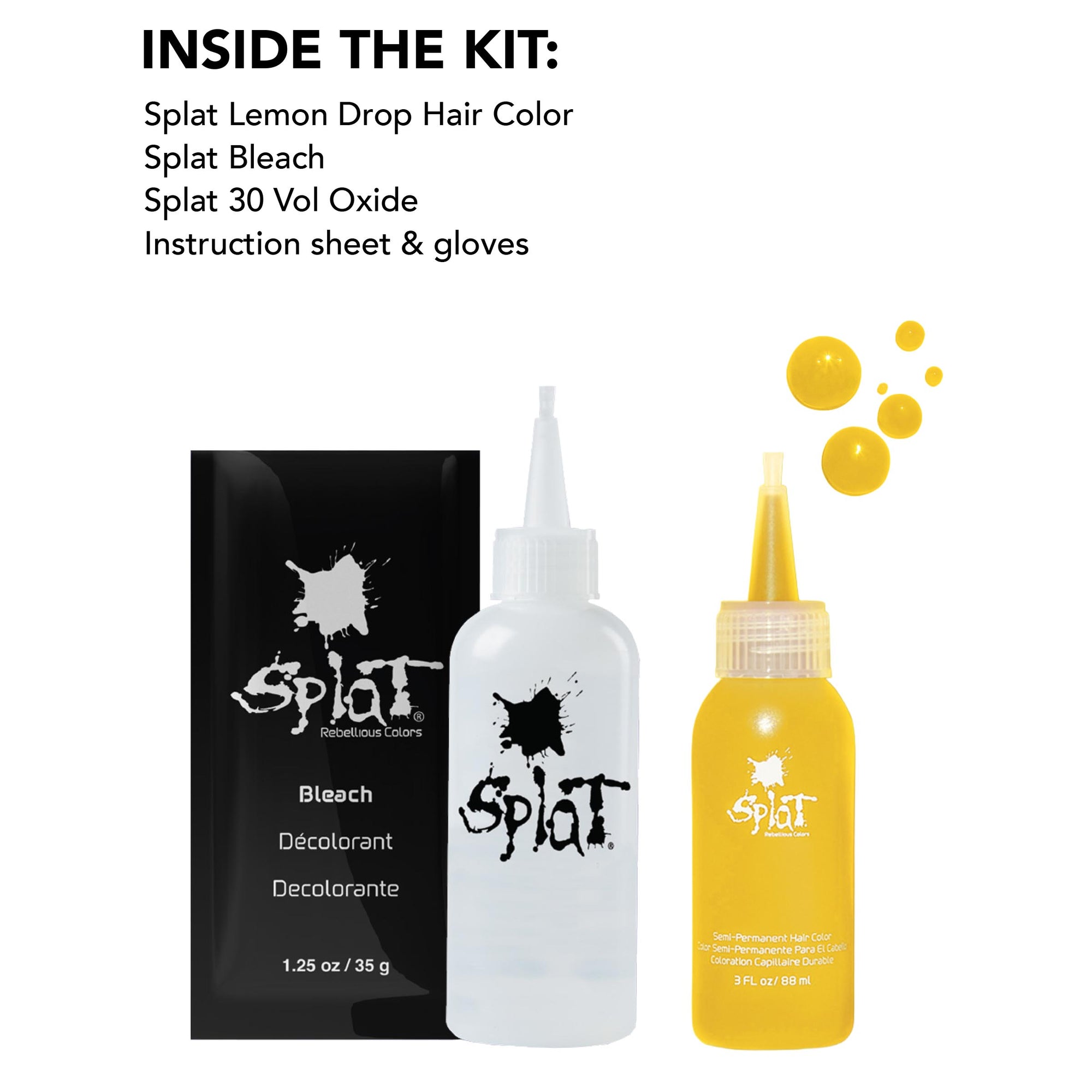 Lemon Drop: Yellow Semi-Permanent Hair Dye Complete Kit with Bleach