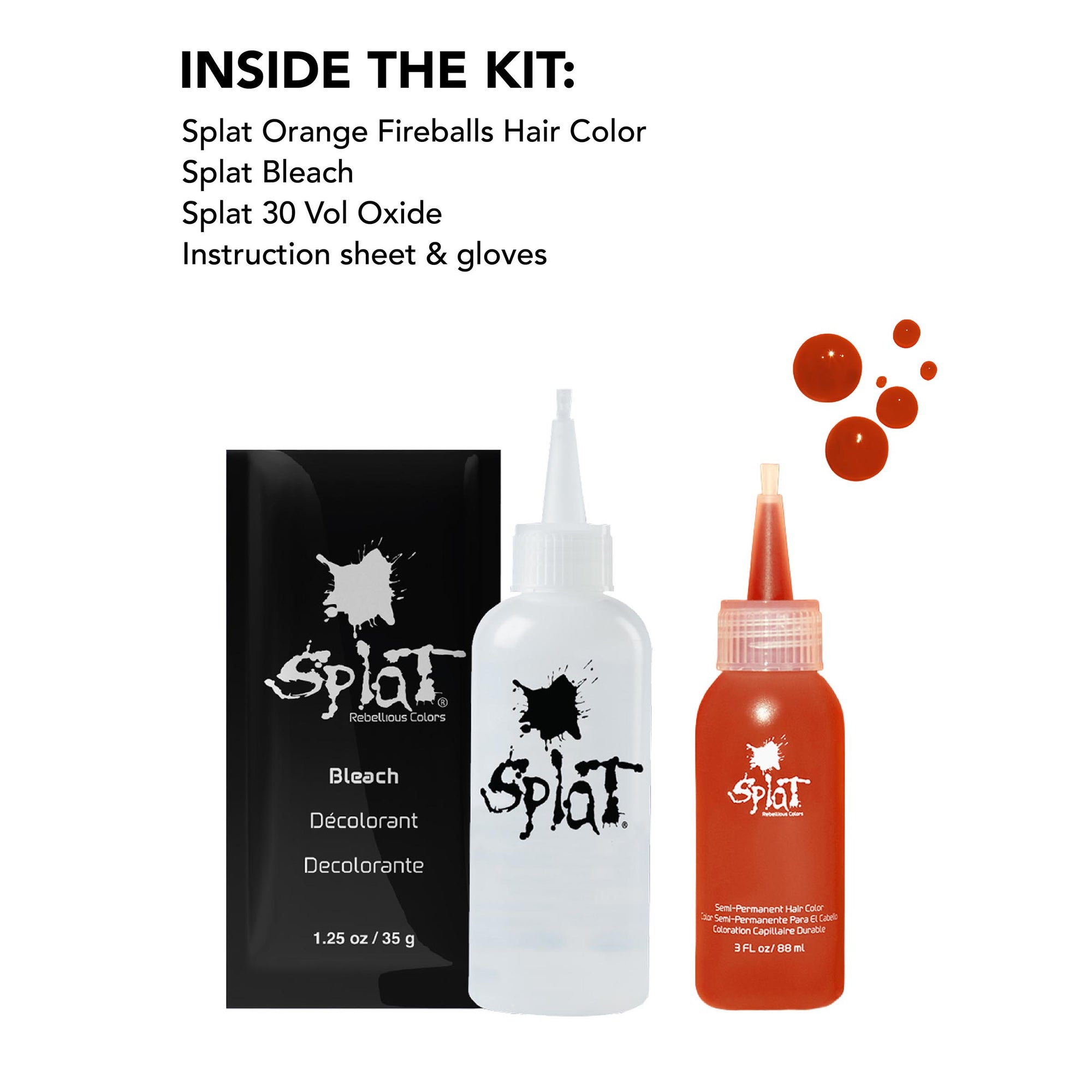 Orange Fireballs: Original Fire Orange Semi-Permanent Hair Dye Complete Kit with Bleach