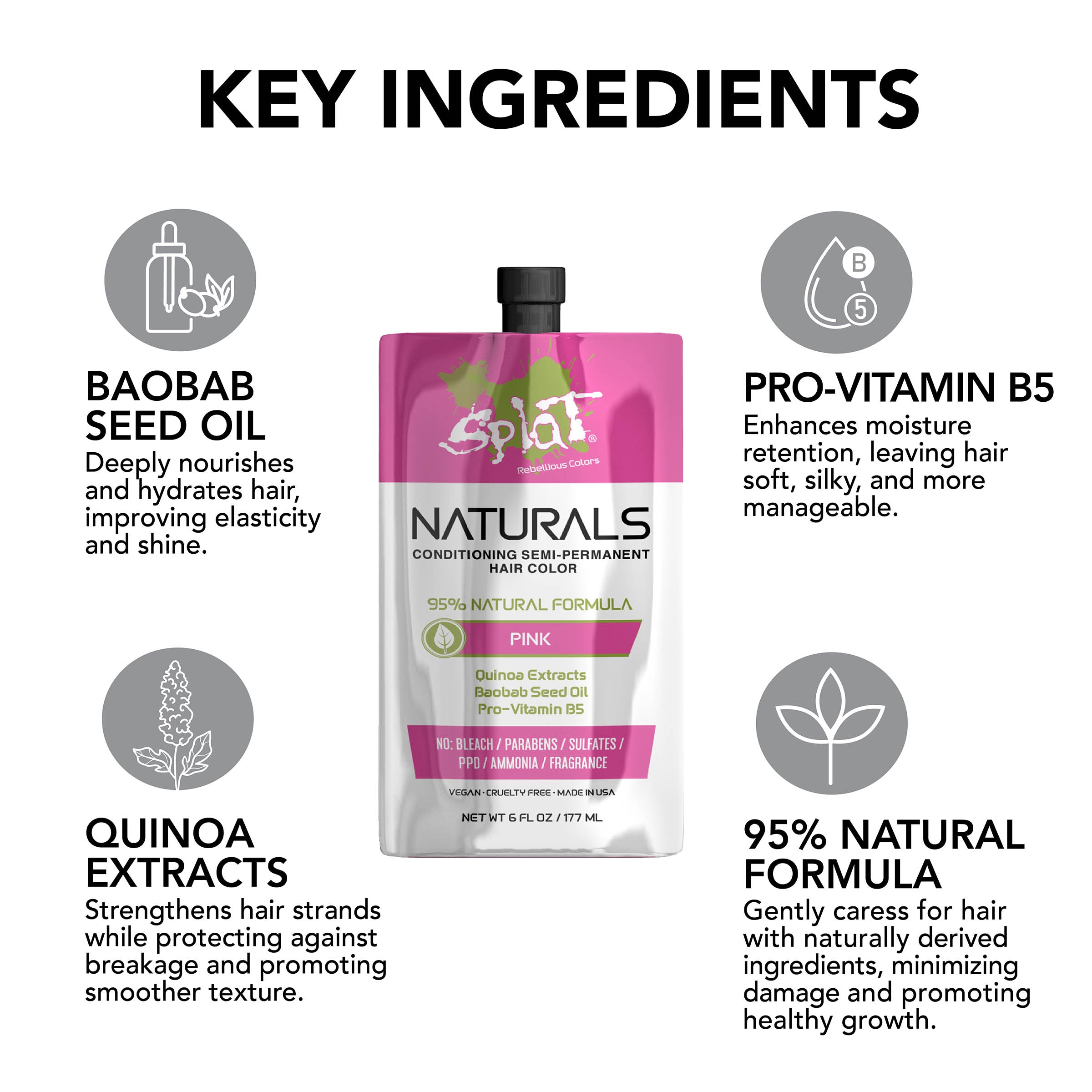 Naturals Vegan Hair Dye - Pink | Splat Hair Color