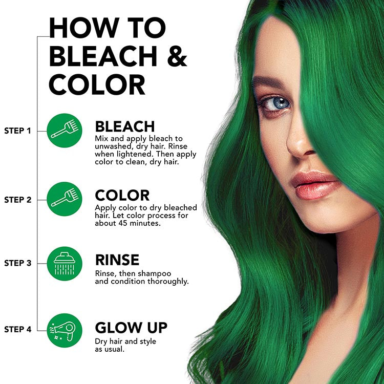 Neon Green: Original Neon Green Semi-Permanent Hair Dye Complete Kit with Bleach