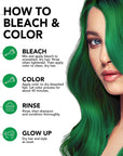 Neon Green: Original Neon Green Semi-Permanent Hair Dye Complete Kit with Bleach