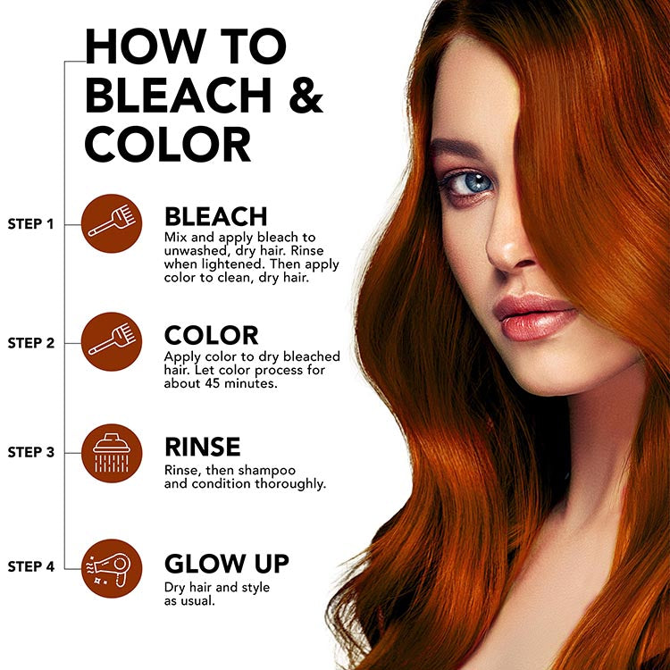 Spicy Copper: Copper Semi-Permanent Hair Dye Complete Kit with Bleach