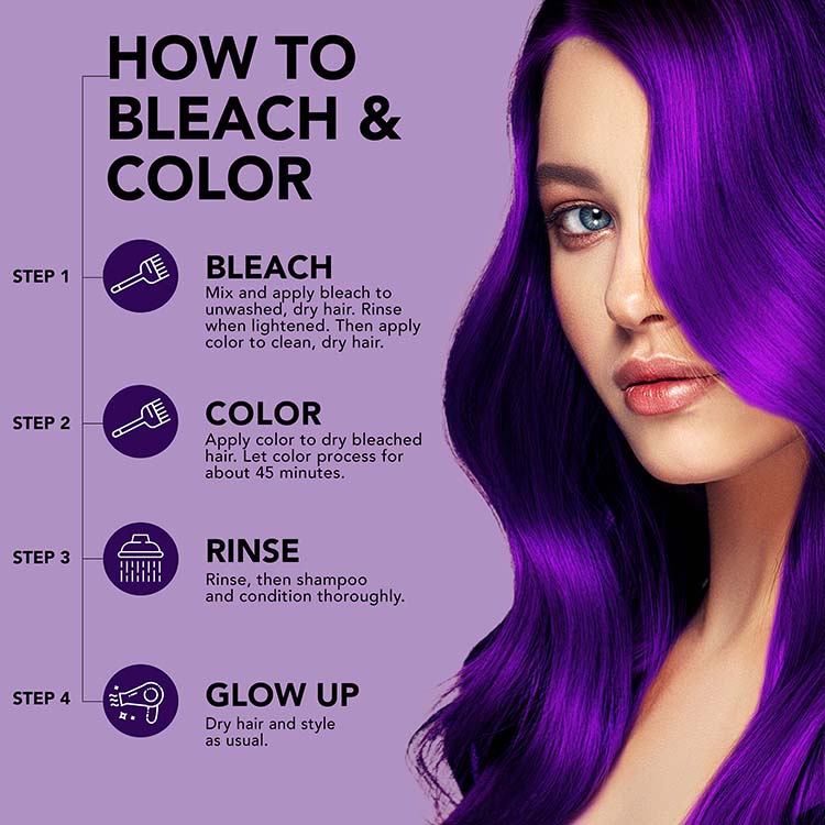 Purple Desire: Original Purple Semi-Permanent Hair Dye Complete Kit with Bleach
