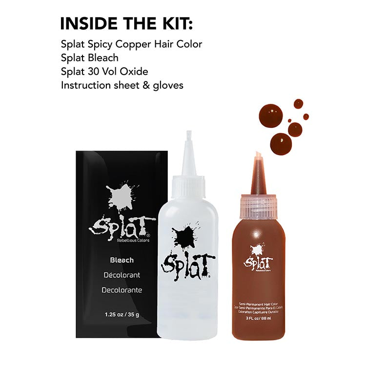 Spicy Copper: Copper Semi-Permanent Hair Dye Complete Kit with Bleach