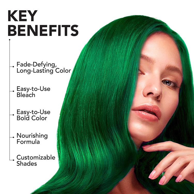 Neon Green: Original Neon Green Semi-Permanent Hair Dye Complete Kit with Bleach