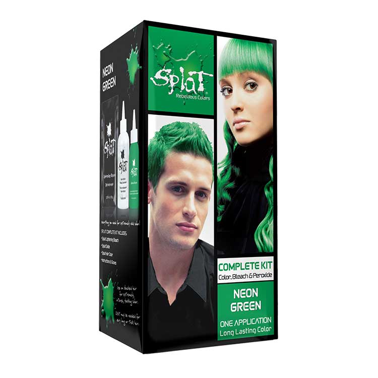 Neon Green: Original Neon Green Semi-Permanent Hair Dye Complete Kit with Bleach
