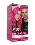 Spfot Pink Chameleon hair dye kit packaging with a man and woman with pink hair on a white background.