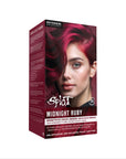 Splat Midnight Ruby hair dye box with a woman's face on a white background