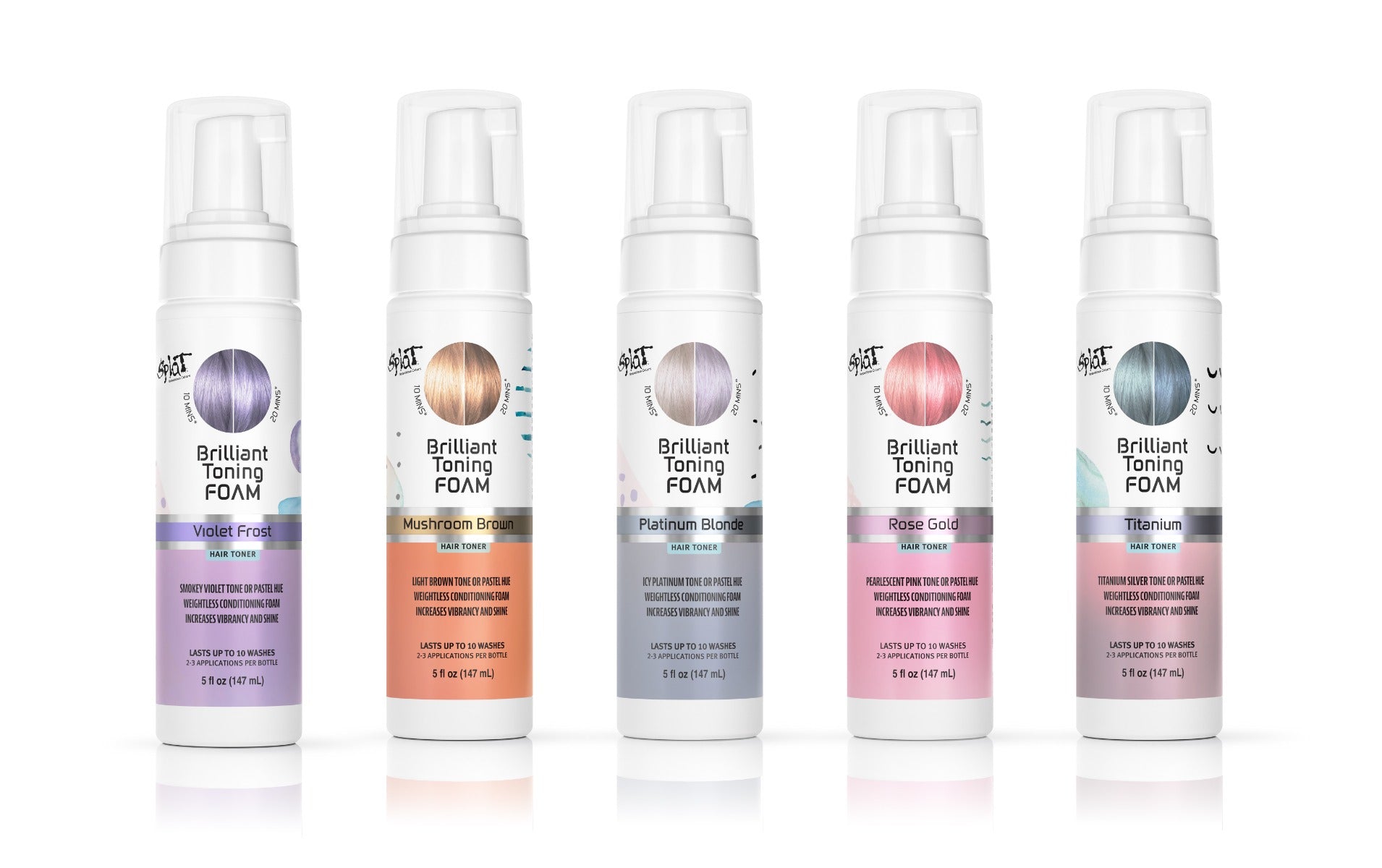 Packages of Splat Hair Color's Brilliant Toning Foam