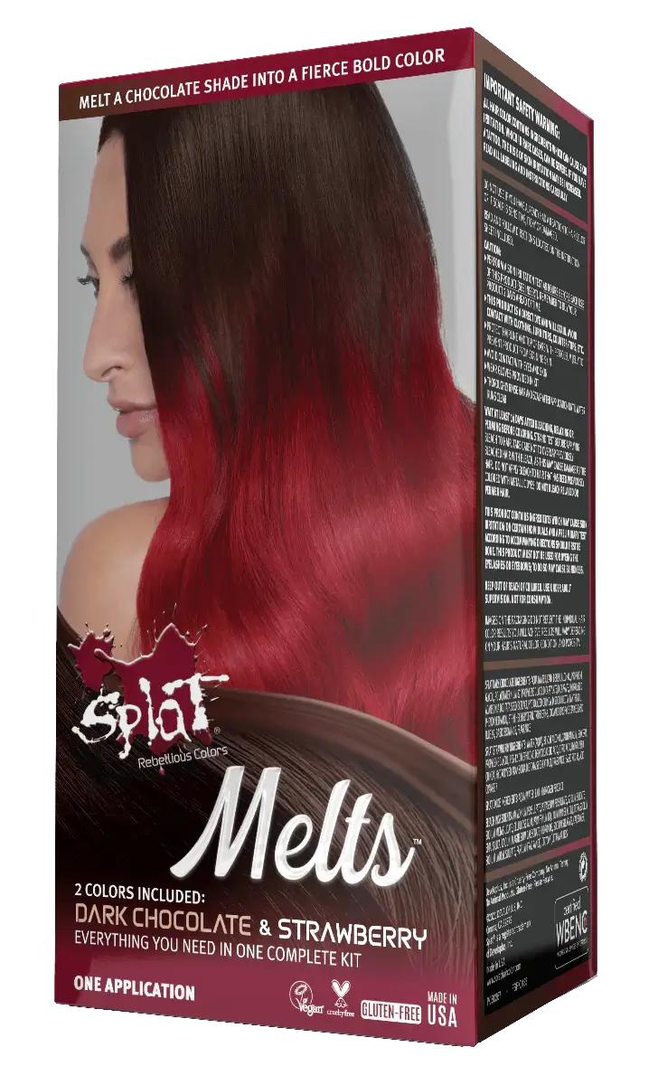 A box of Splat Hair Color's Melts Strawberry Hair Dye
