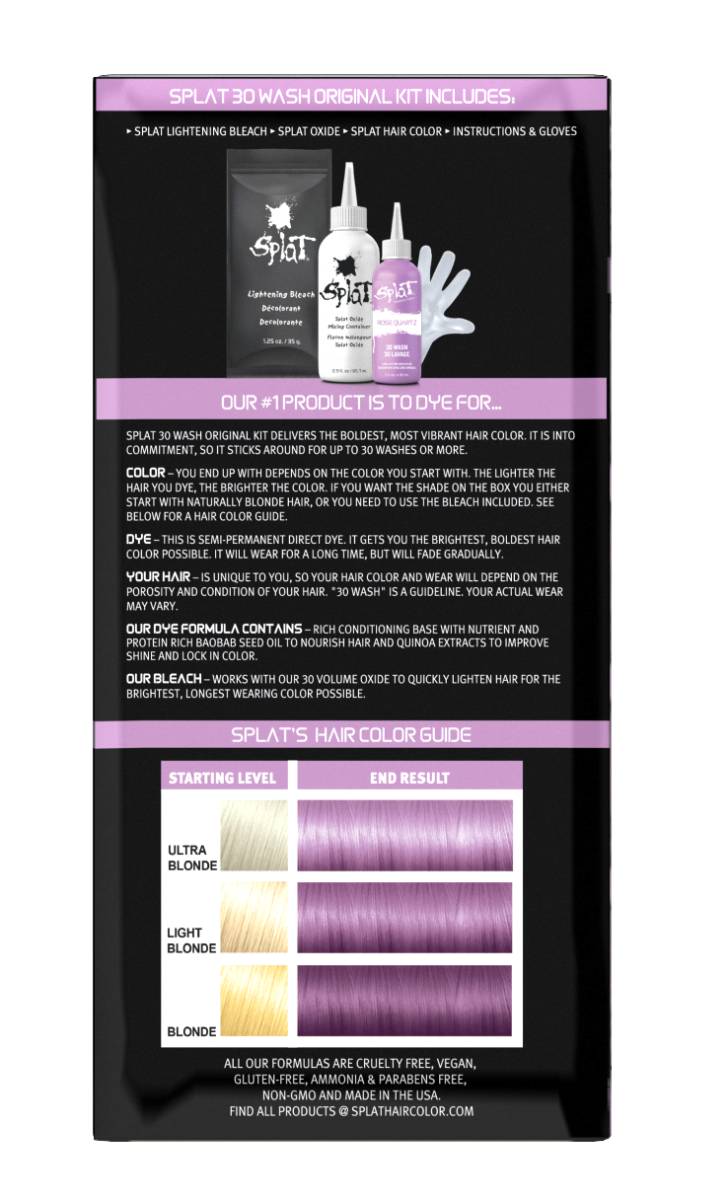 Splat Rose Quartz Semi-Permanent Hair Dye Original Complete Kit with Bleach