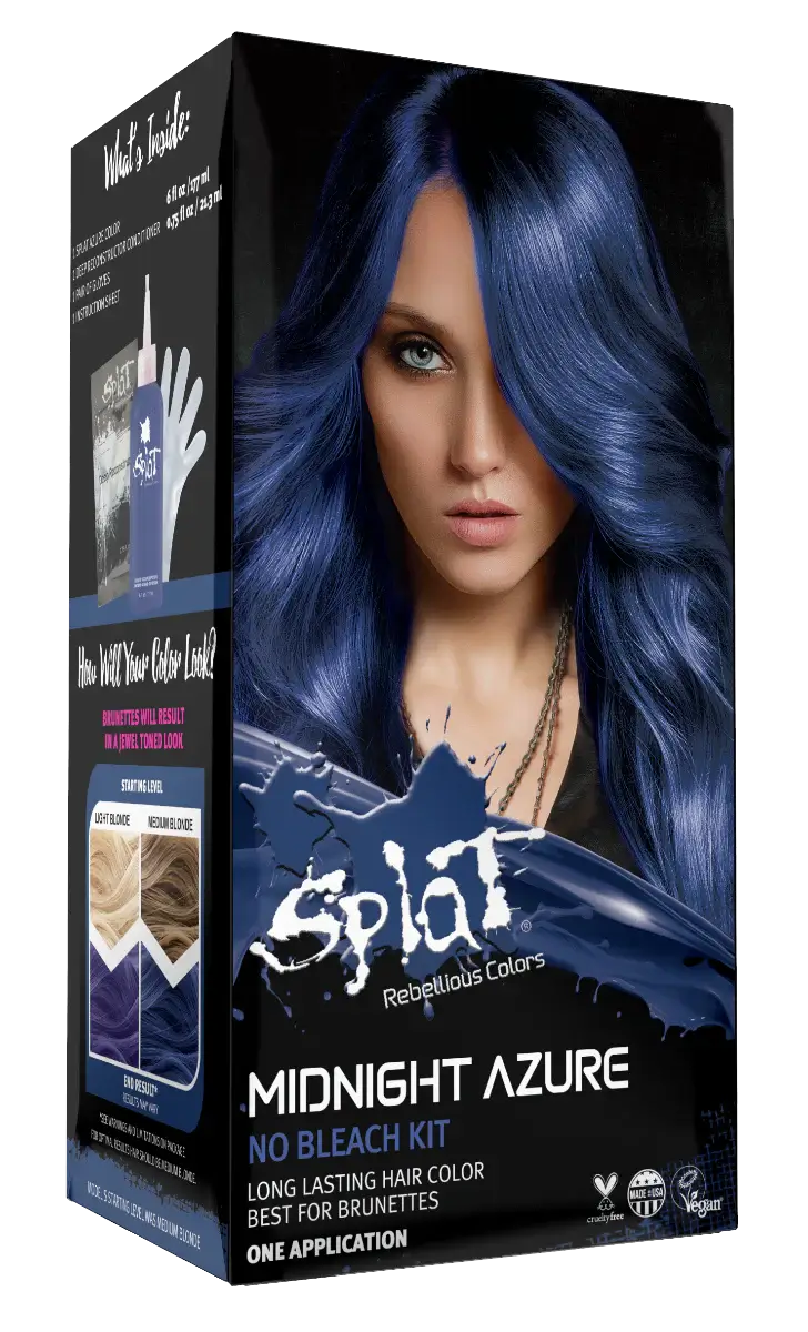 Midnight Azure: No Bleach Blue Semi-Permanent Hair Dye | Splat