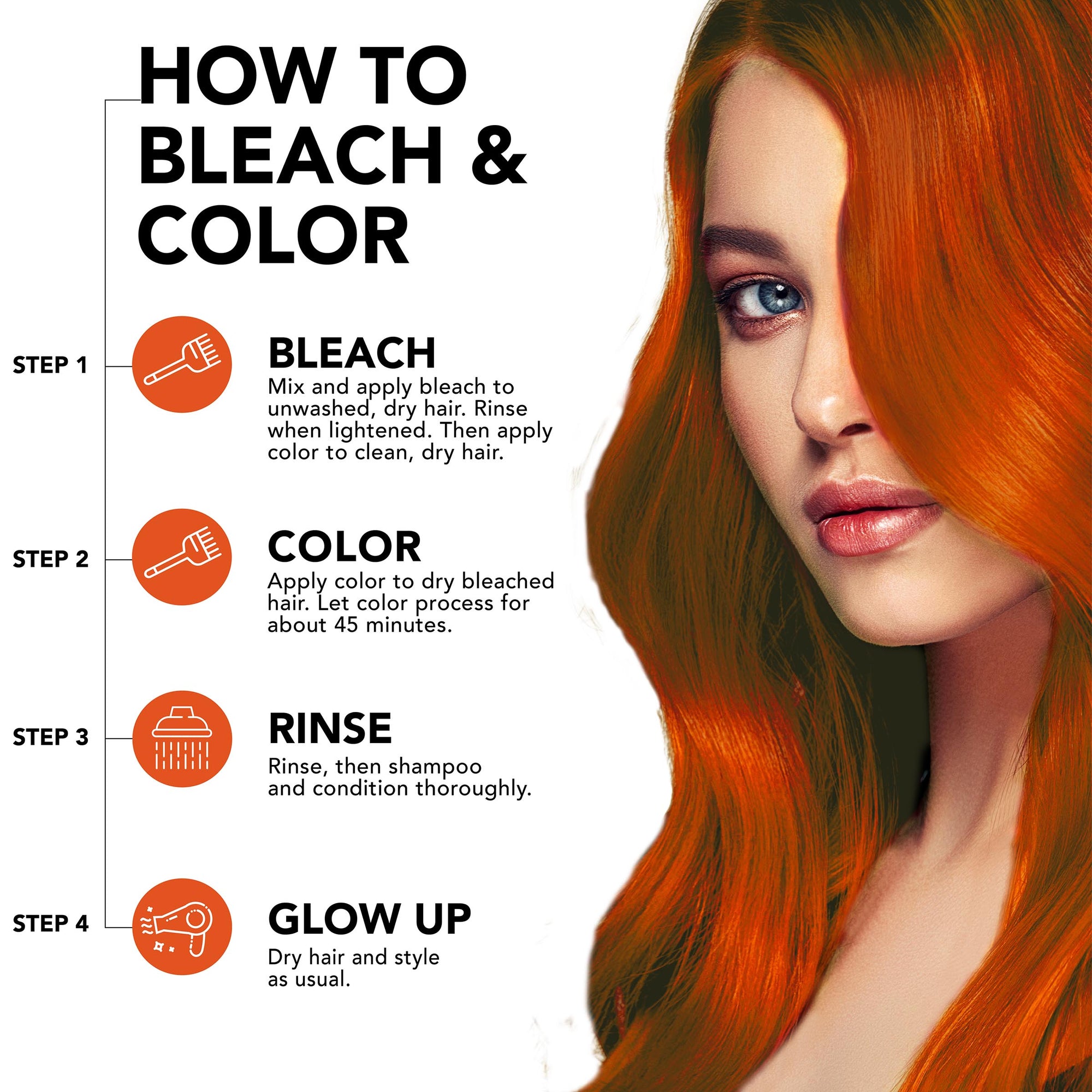 Kit Completo Original con Decolorante y Coloración Semi-Permanente – Bolas de Fuego Naranja