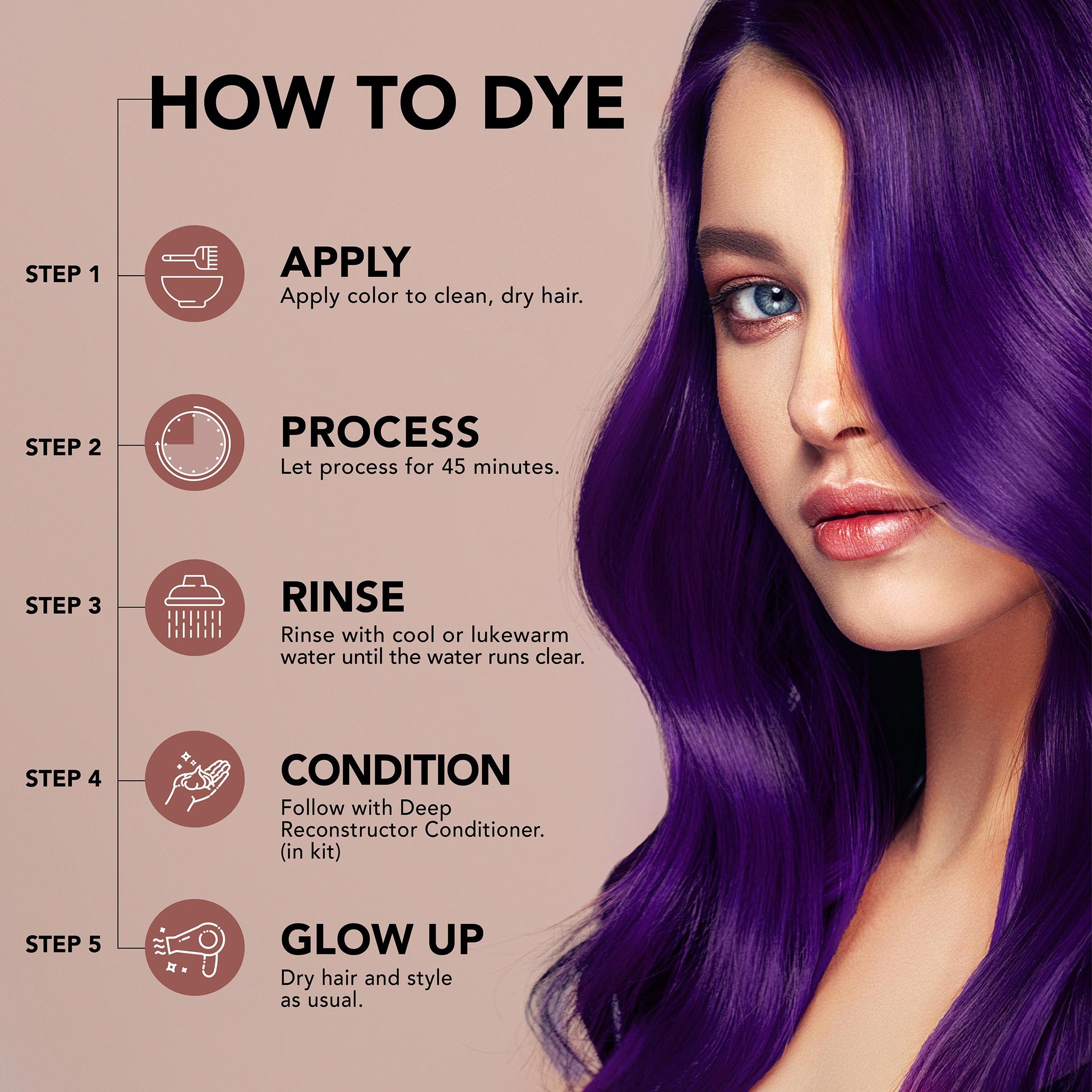 Midnight Tanzanite No Bleach Dark Purple Semi-Permanent Hair Dye Kit