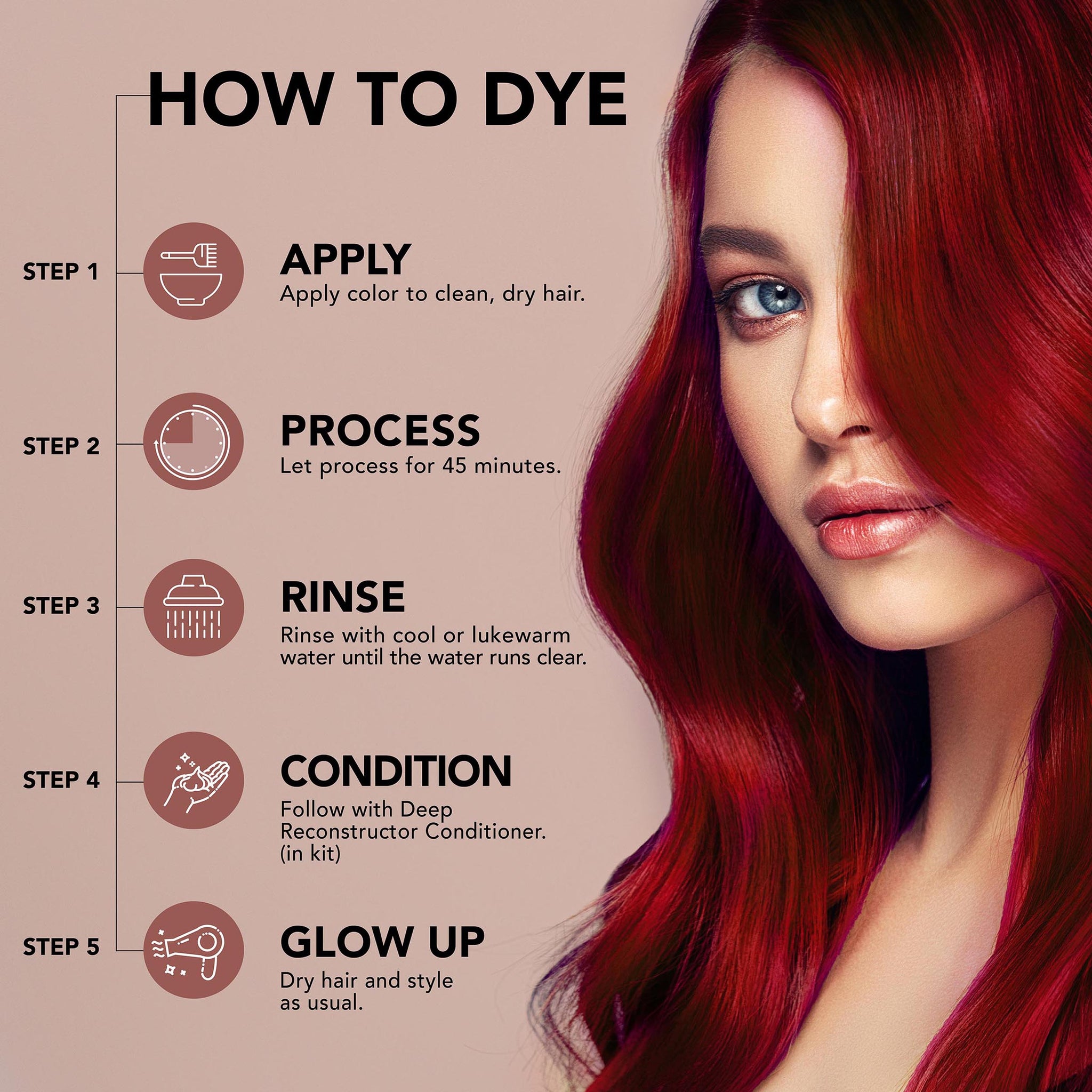 Midnight Scarlet No Bleach Red Semi-Permanent Hair Dye Kit