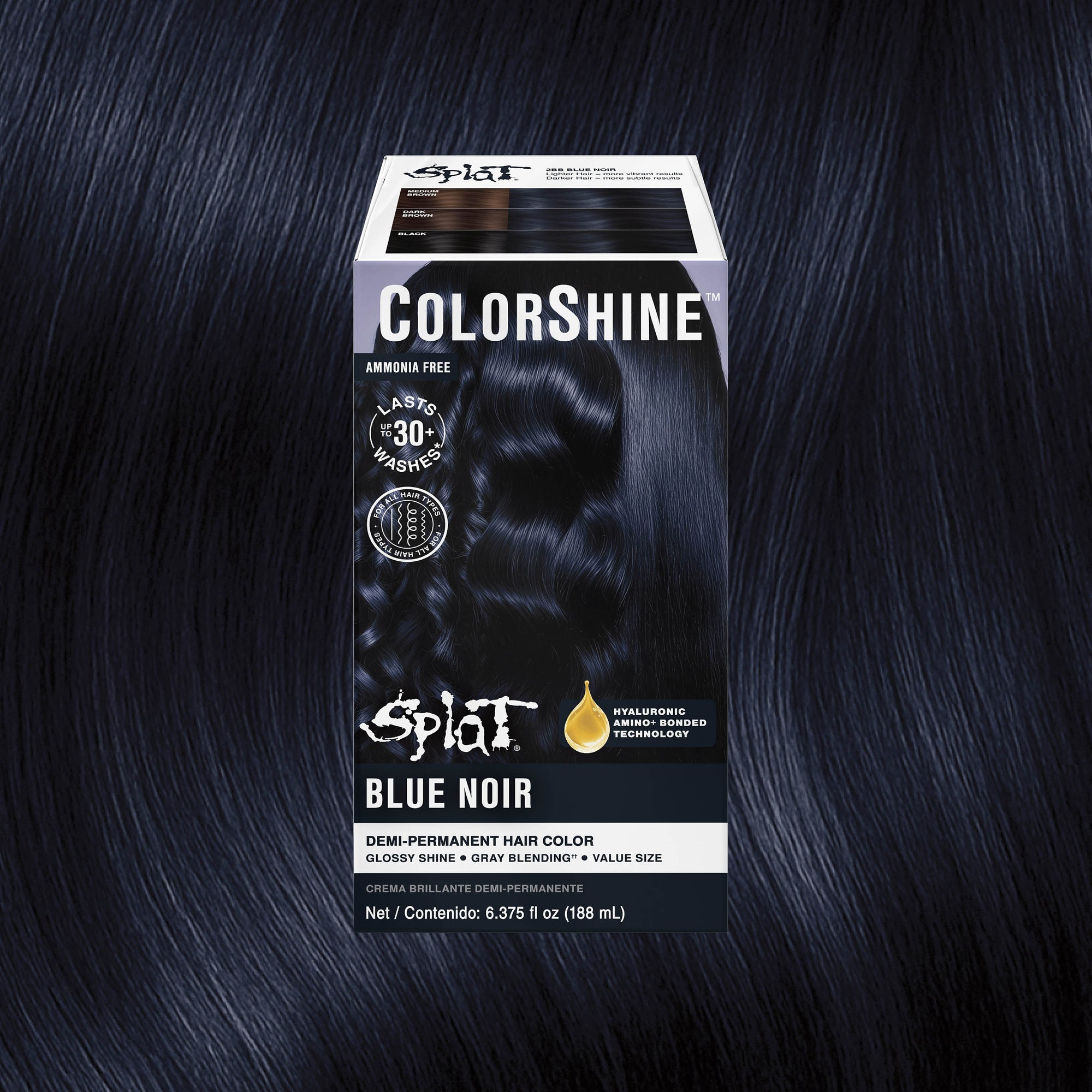 Splat ColorShine Demi-Permanent Hair Color:  2BB Blue Noir