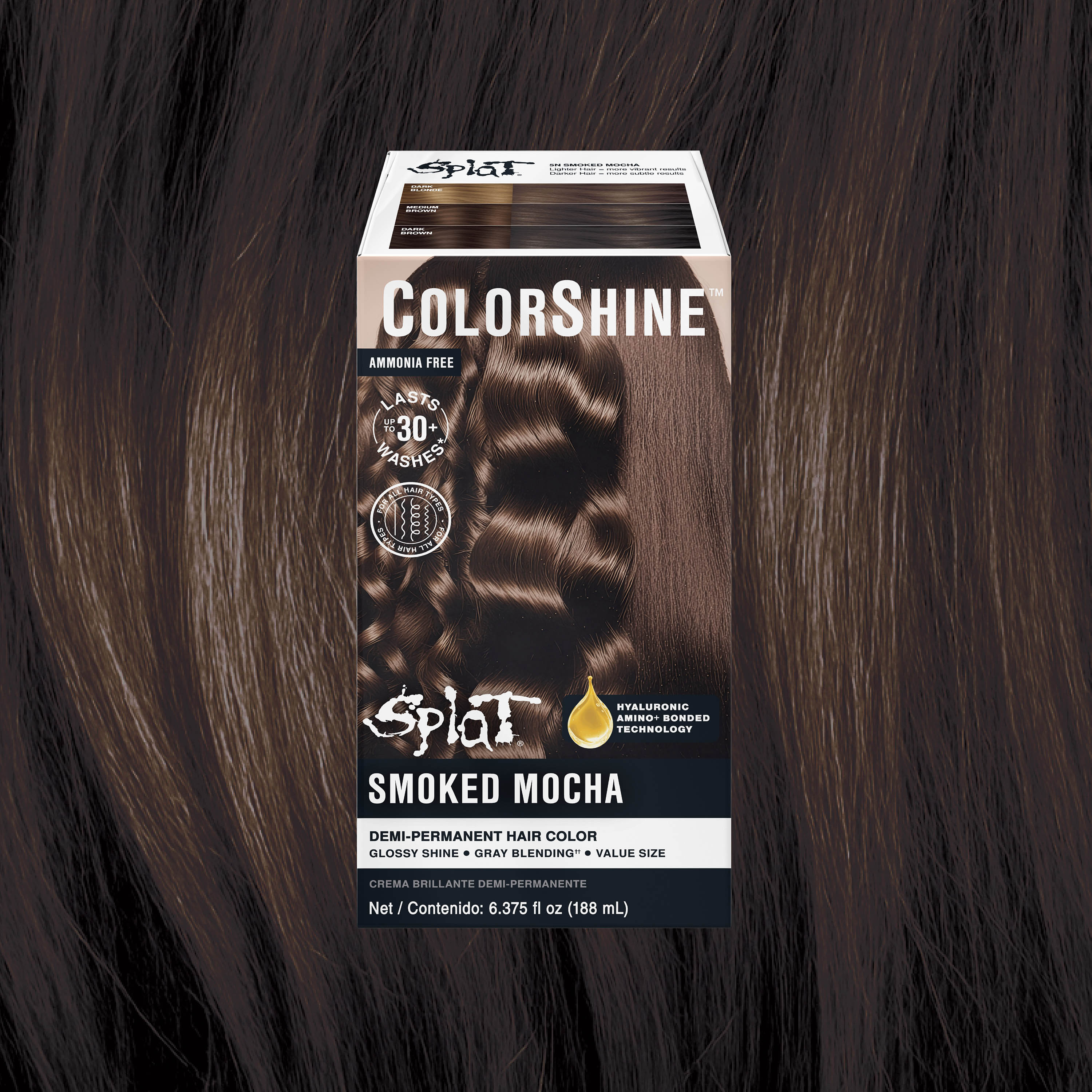 Splat ColorShine Demi-Permanent Hair Color:  5N Smoked Mocha
