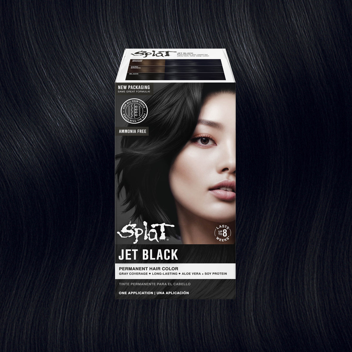 Jet Black: No Bleach Black Permanent Hair Dye Complete Kit | Splat Hair