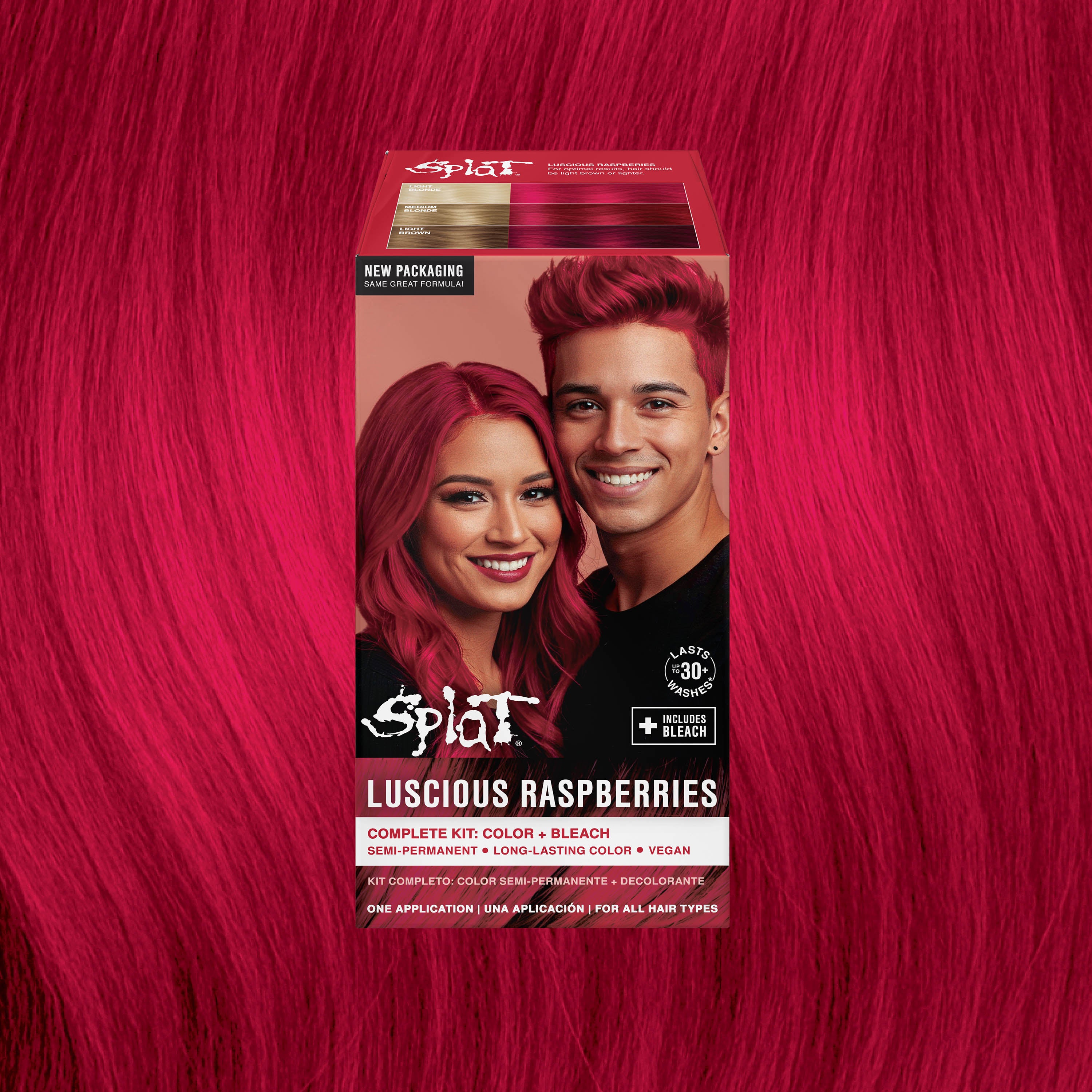 Luscious Raspberries: Original Raspberry Red Semi-Permanent Hair Dye Complete Kit with Bleach