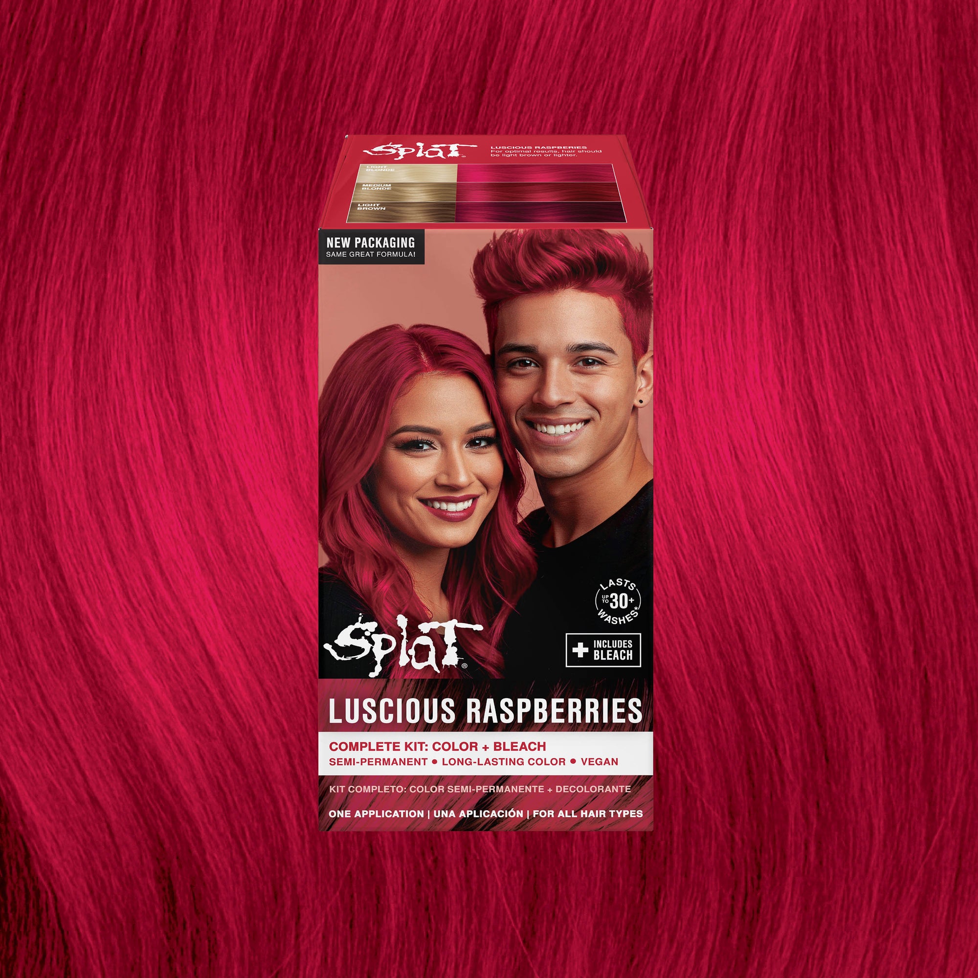 Luscious Raspberries: Original Raspberry Red Semi-Permanent Hair Dye Complete Kit with Bleach