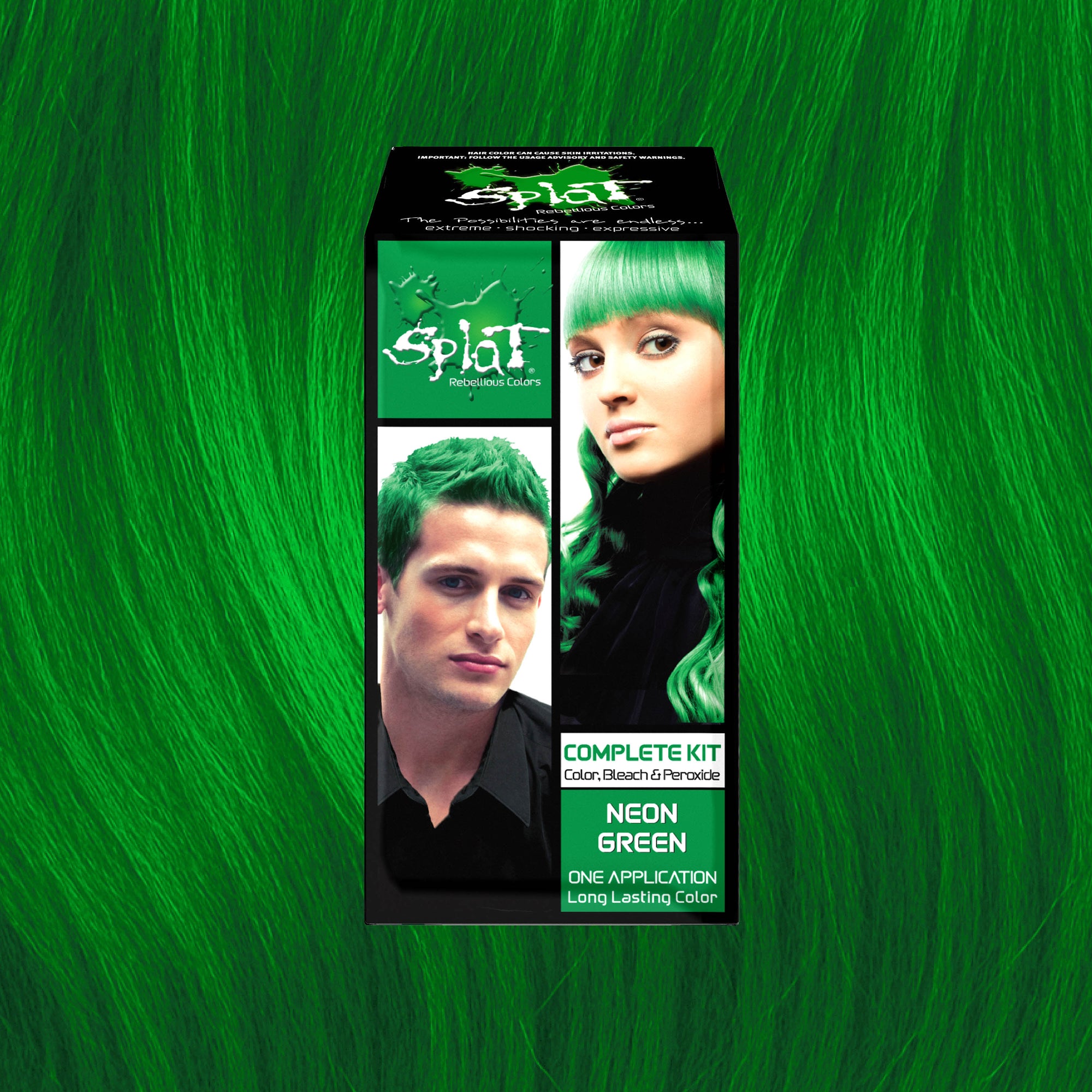 Neon Green: Original Neon Green Semi-Permanent Hair Dye Complete Kit with Bleach