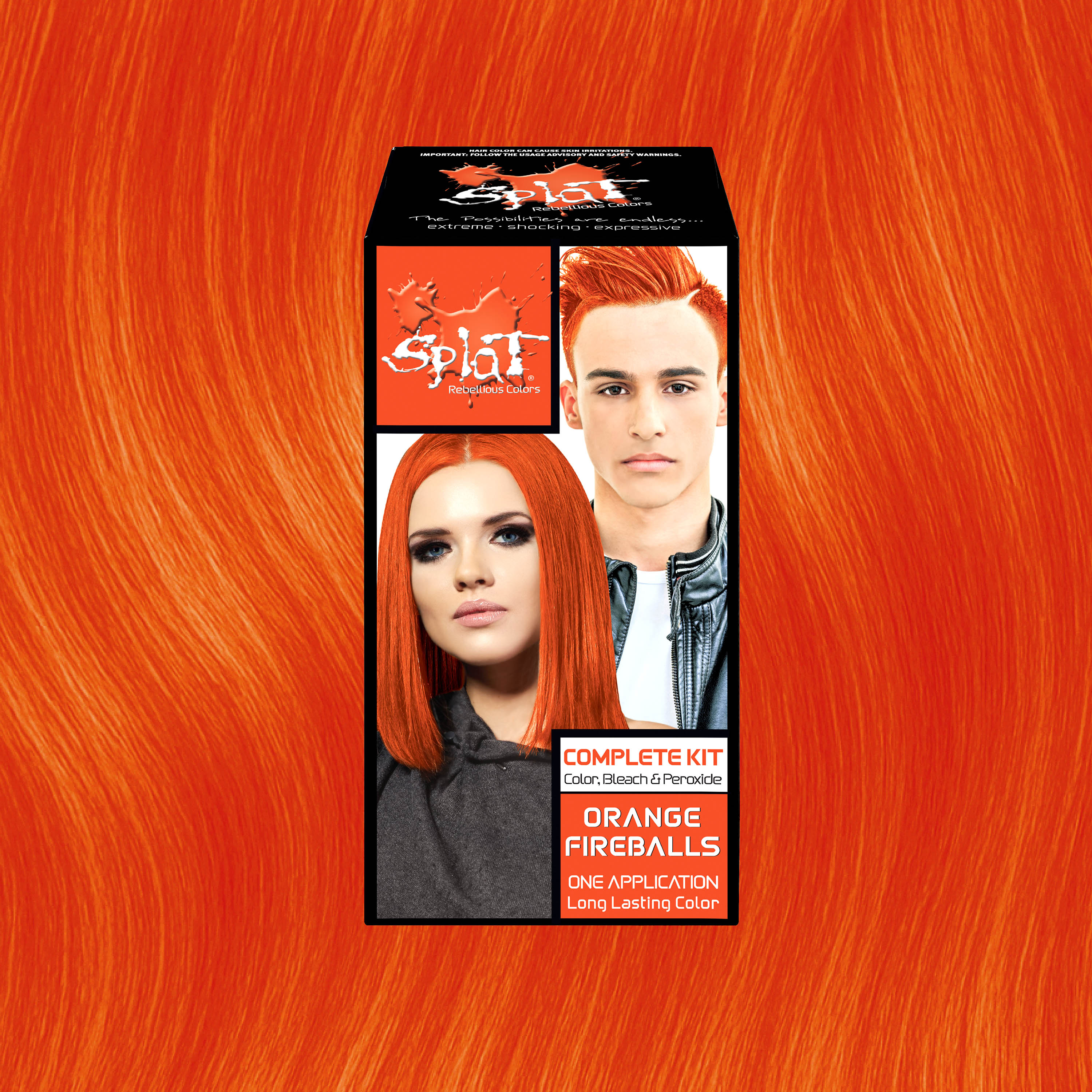 Orange Fireballs: Original Fire Orange Semi-Permanent Hair Dye Complete Kit with Bleach