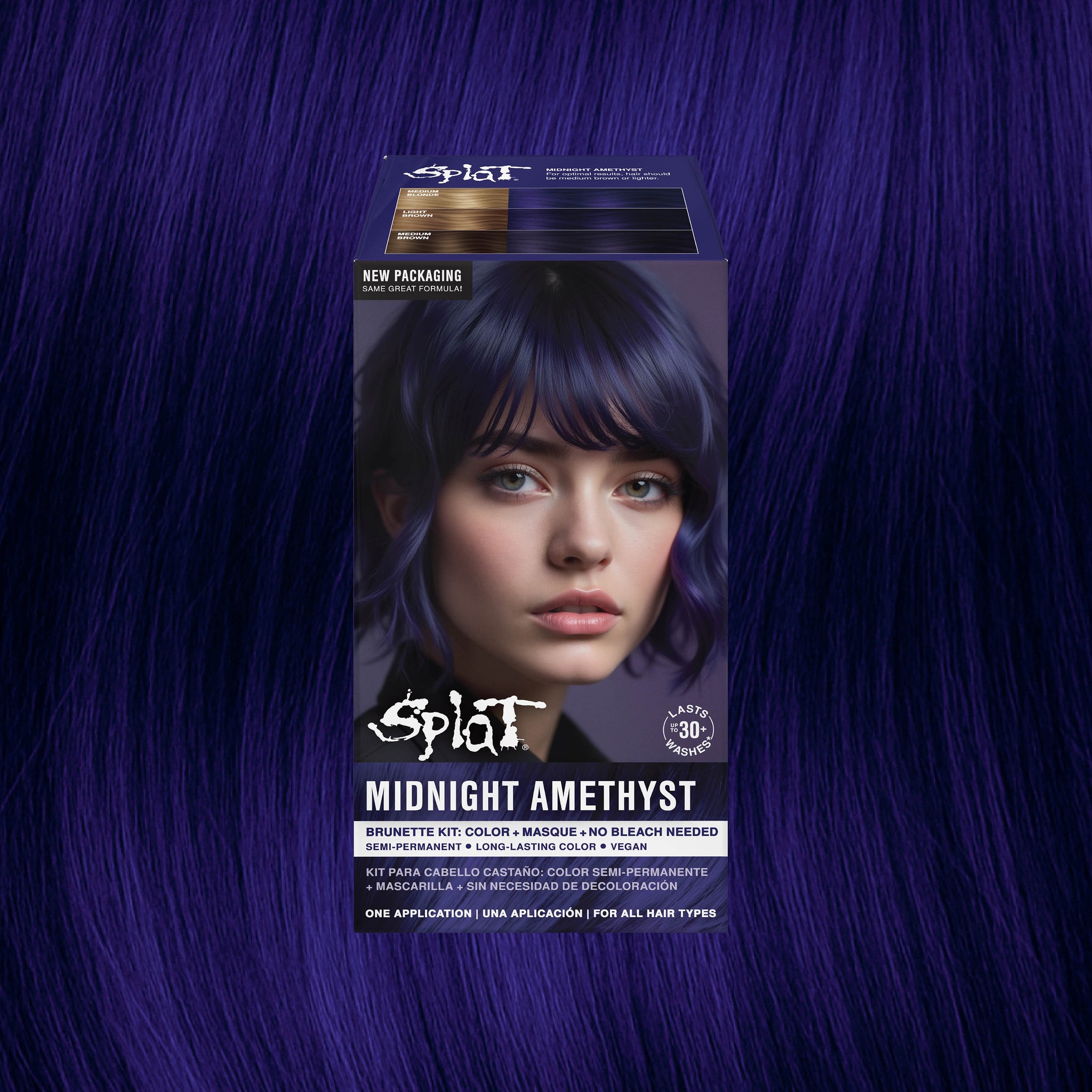 Midnight Amethyst No Bleach Purple Semi-Permanent Hair Dye Kit