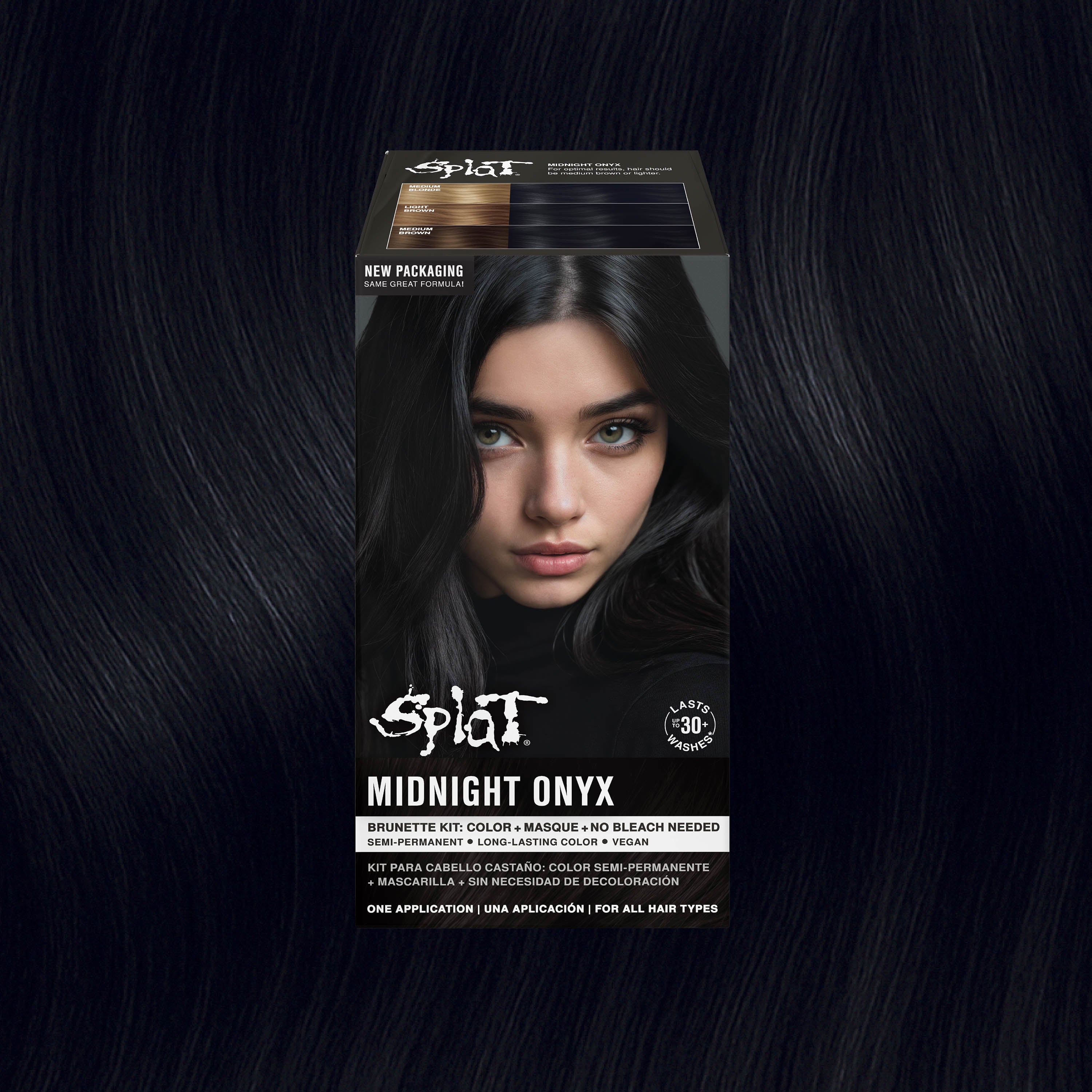 Midnight Onyx No Bleach Black Semi-Permanent Hair Dye Kit