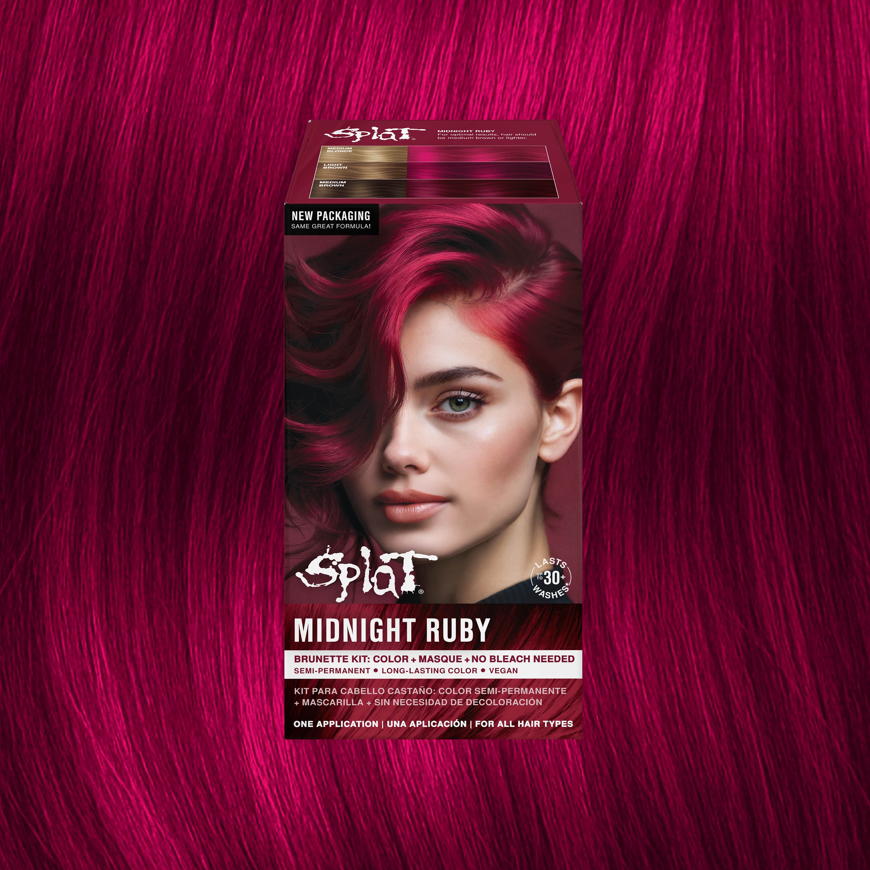 Midnight Ruby No Bleach Dark Red Semi-Permanent Hair Dye Kit