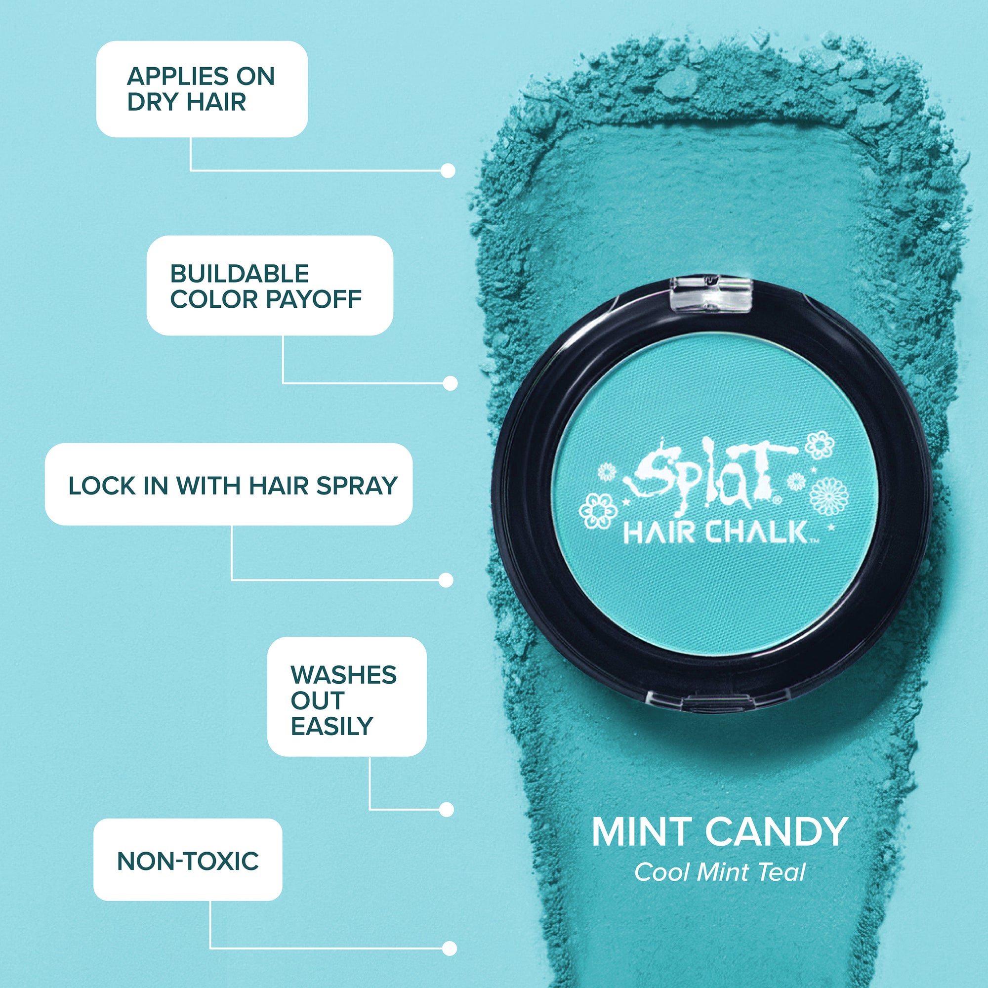 Caramelo de menta: tiza para el cabello verde azulado