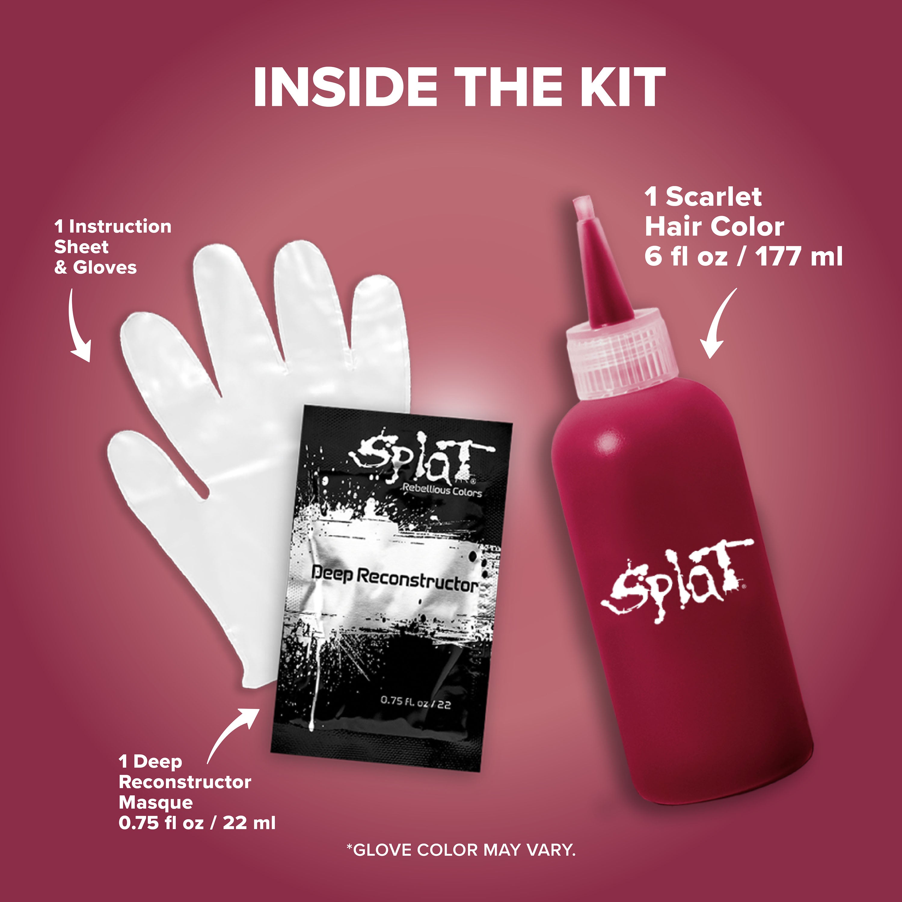 Kit de tinte capilar semipermanente rojo escarlata de medianoche sin lejía