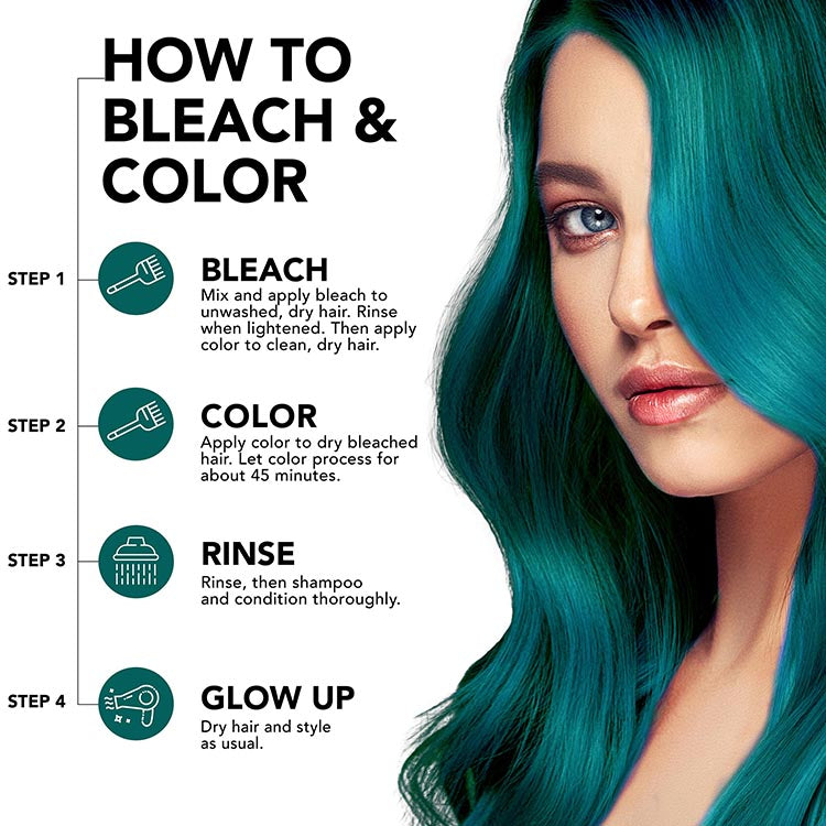Deep Emerald: Original Emerald Green Semi-Permanent Hair Dye Complete Kit with Bleach
