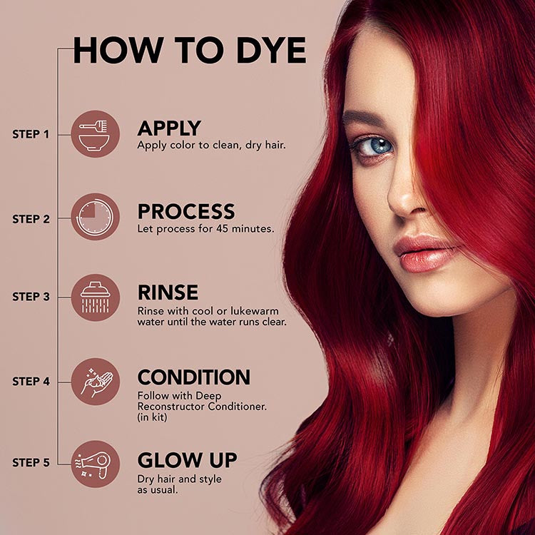 Midnight Ruby No Bleach Dark Red Semi-Permanent Hair Dye Kit