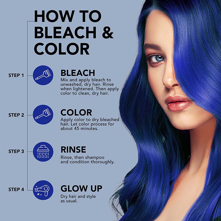 Blue Envy: Original Deep Blue Semi-Permanent Hair Dye Complete Kit with Bleach