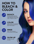 Blue Envy: Original Deep Blue Semi-Permanent Hair Dye Complete Kit with Bleach