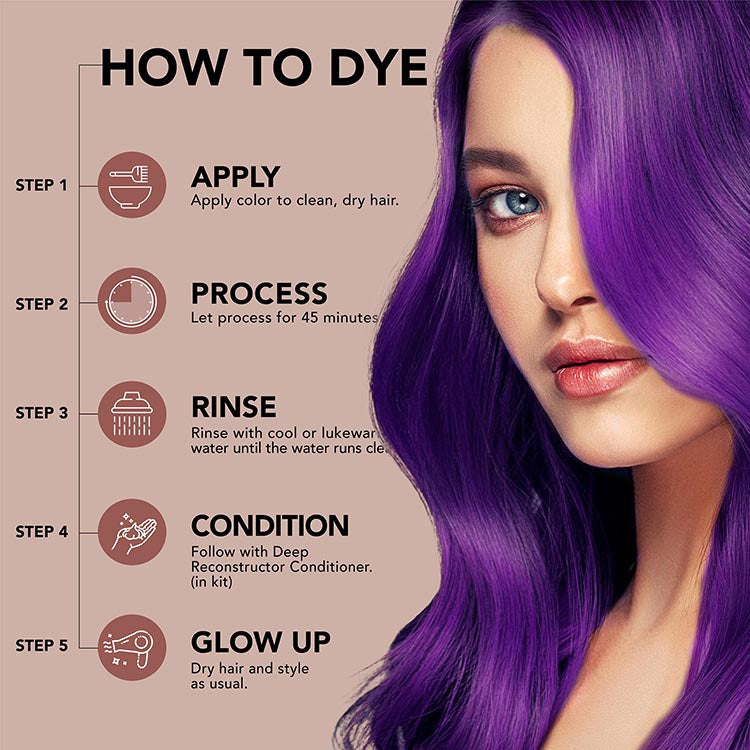 Midnight Violet No Bleach Violet Semi-Permanent Hair Dye Kit