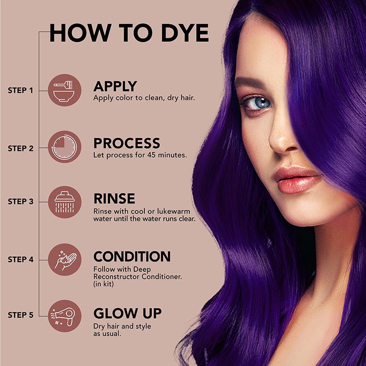 Midnight Amethyst No Bleach Purple Semi-Permanent Hair Dye Kit