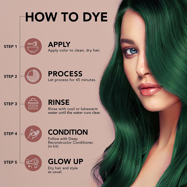 Midnight Jade No Bleach Green Semi-Permanent Hair Dye Kit