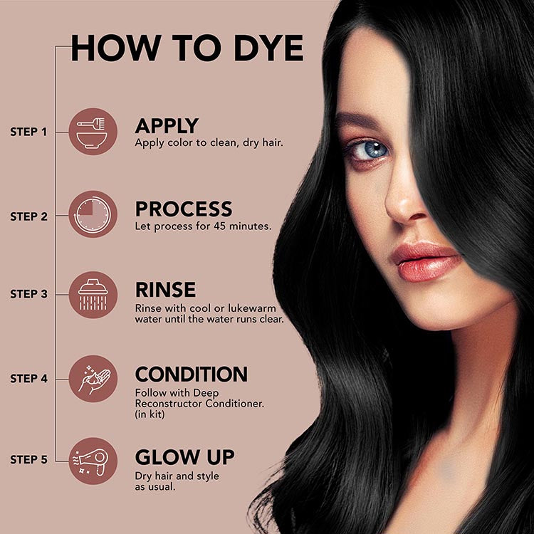 Midnight Onyx No Bleach Black Semi-Permanent Hair Dye Kit