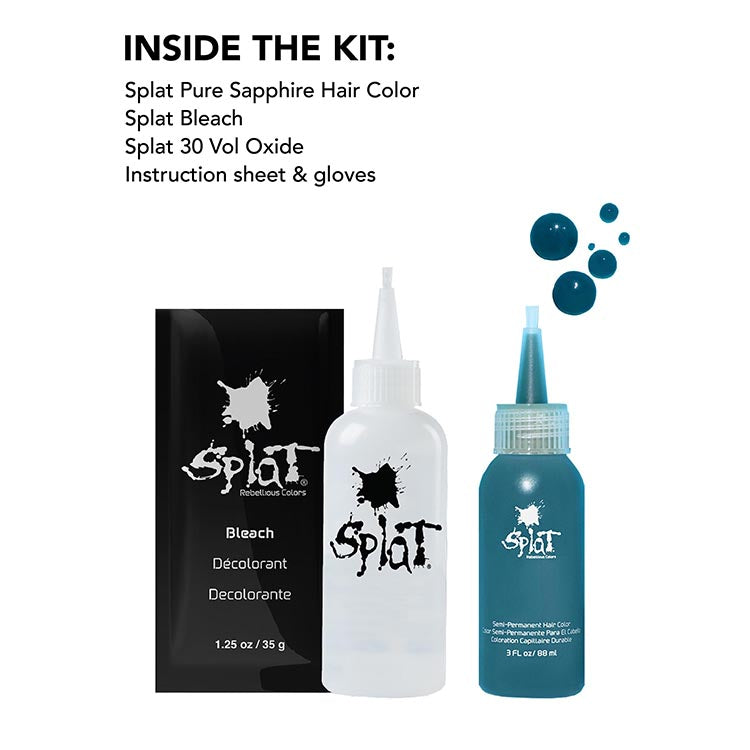 Pure Sapphire: Original Soft Blue Semi-Permanent Hair Dye Complete Kit with Bleach