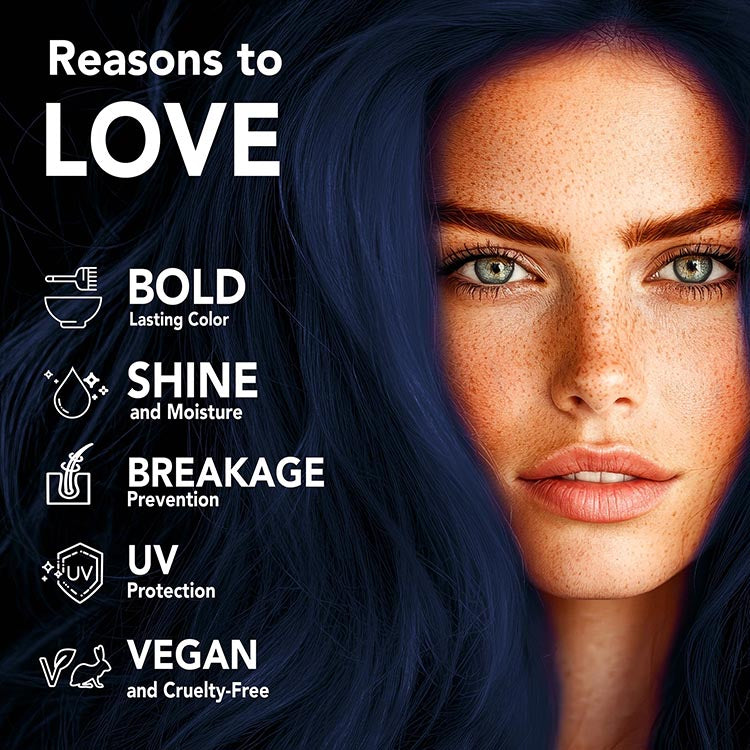 Midnight Azure No Bleach Blue Semi-Permanent Hair Dye Kit