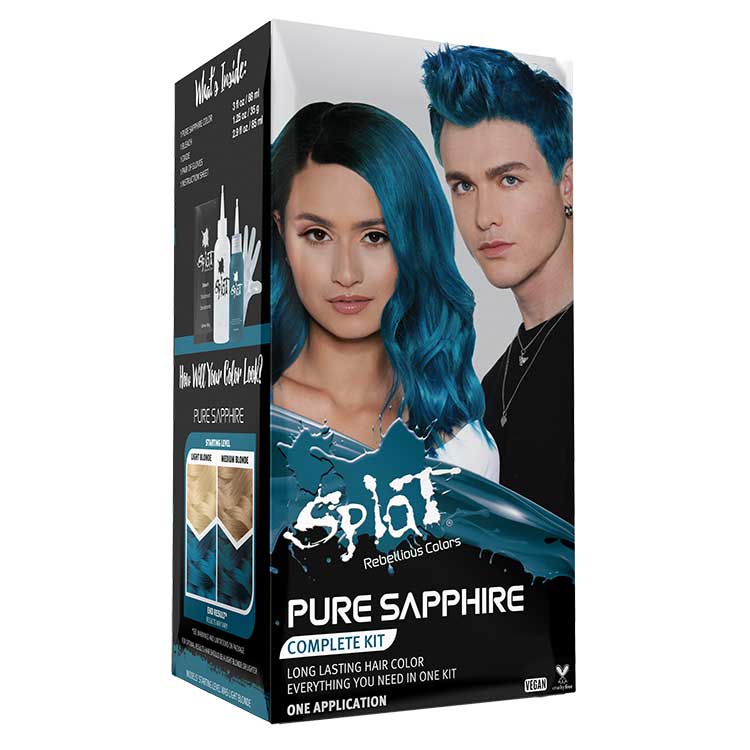 Pure Sapphire: Original Soft Blue Semi-Permanent Hair Dye Complete Kit with Bleach