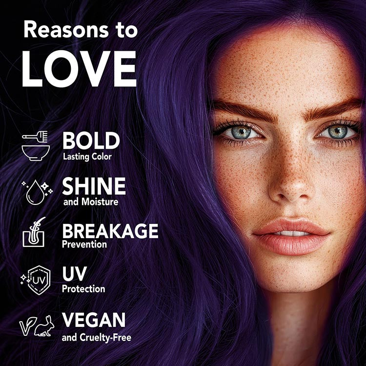 Midnight Amethyst No Bleach Purple Semi-Permanent Hair Dye Kit