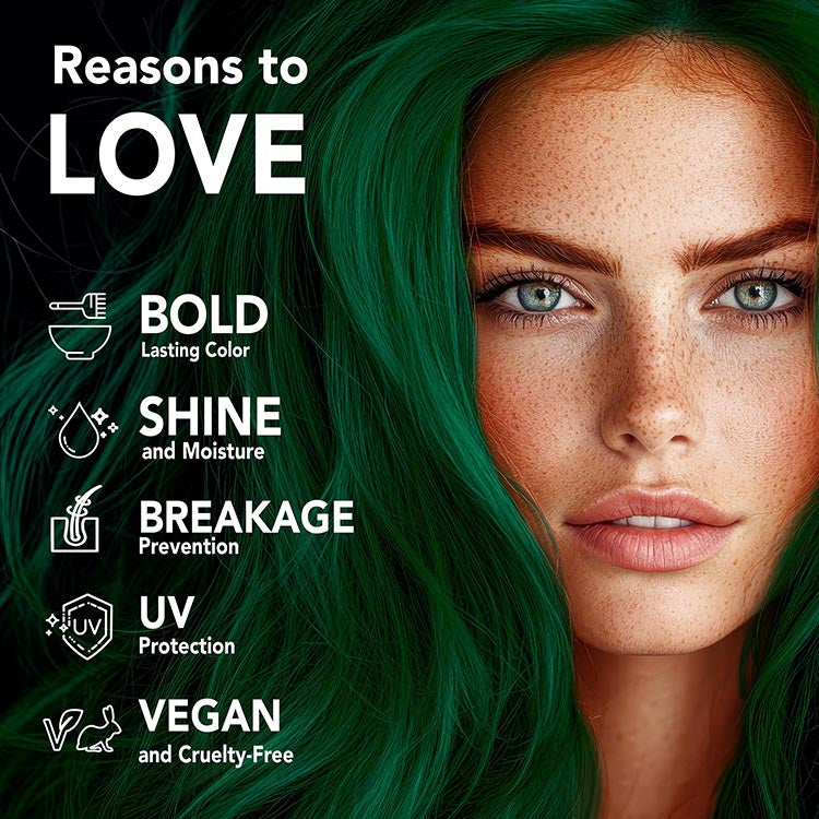 Midnight Jade No Bleach Green Semi-Permanent Hair Dye Kit