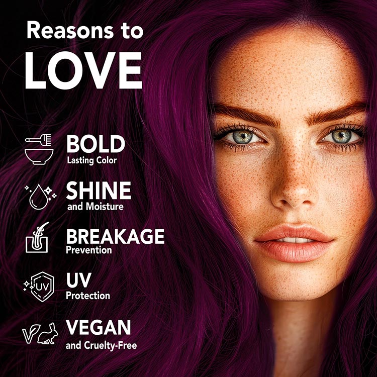 Midnight Magenta No Bleach Pink Semi-Permanent Hair Dye Kit