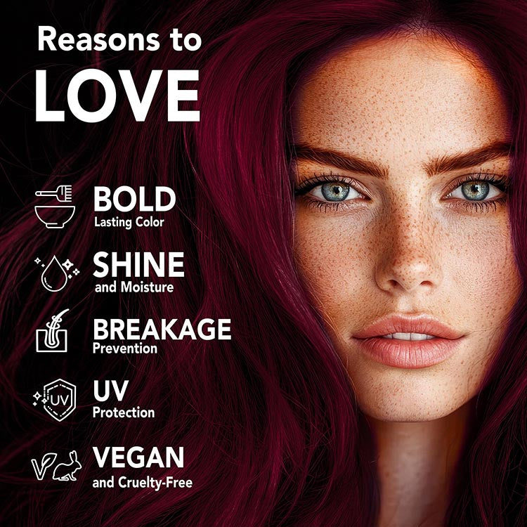 Midnight Ruby No Bleach Dark Red Semi-Permanent Hair Dye Kit