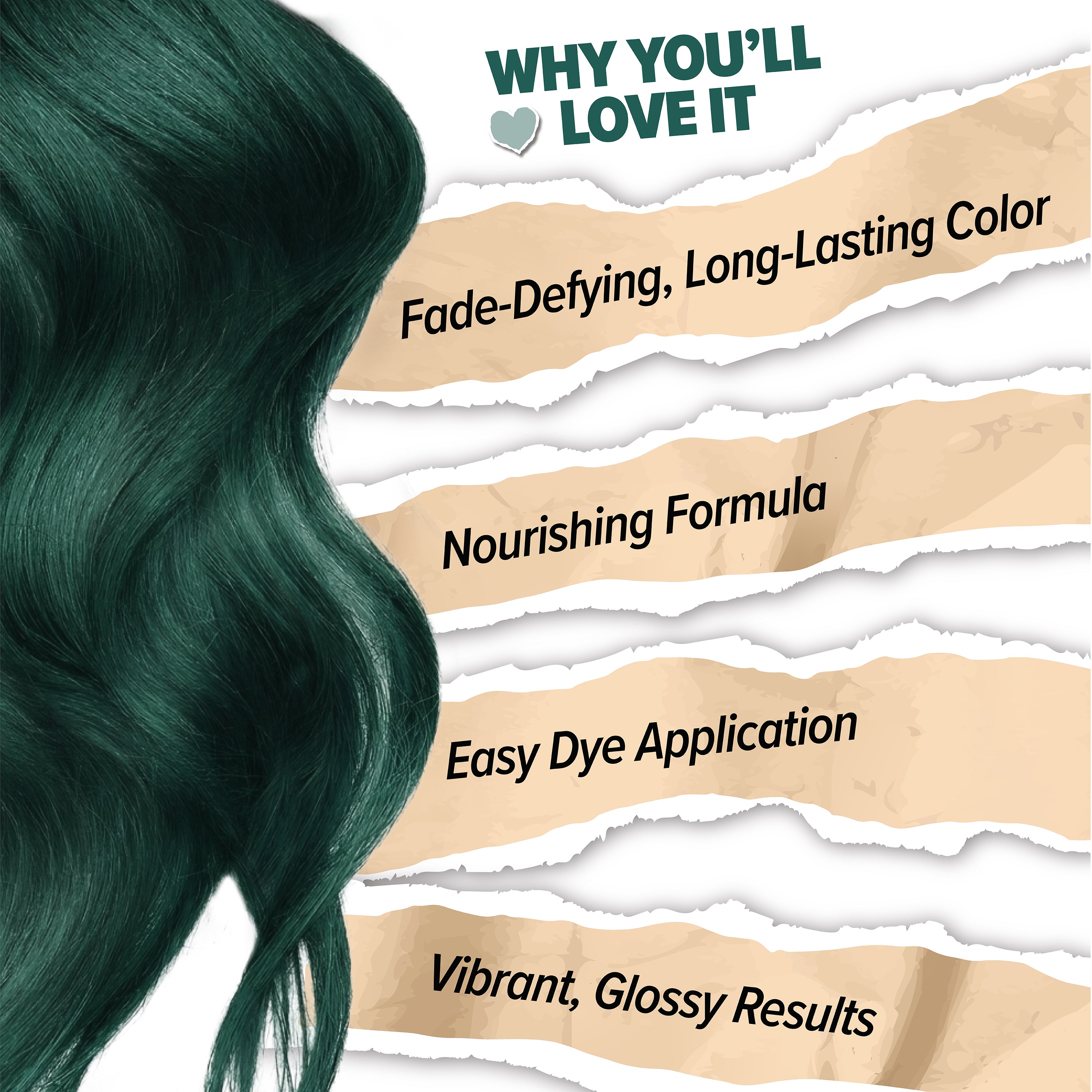 Midnight Jade No Bleach Green Semi-Permanent Hair Dye Kit