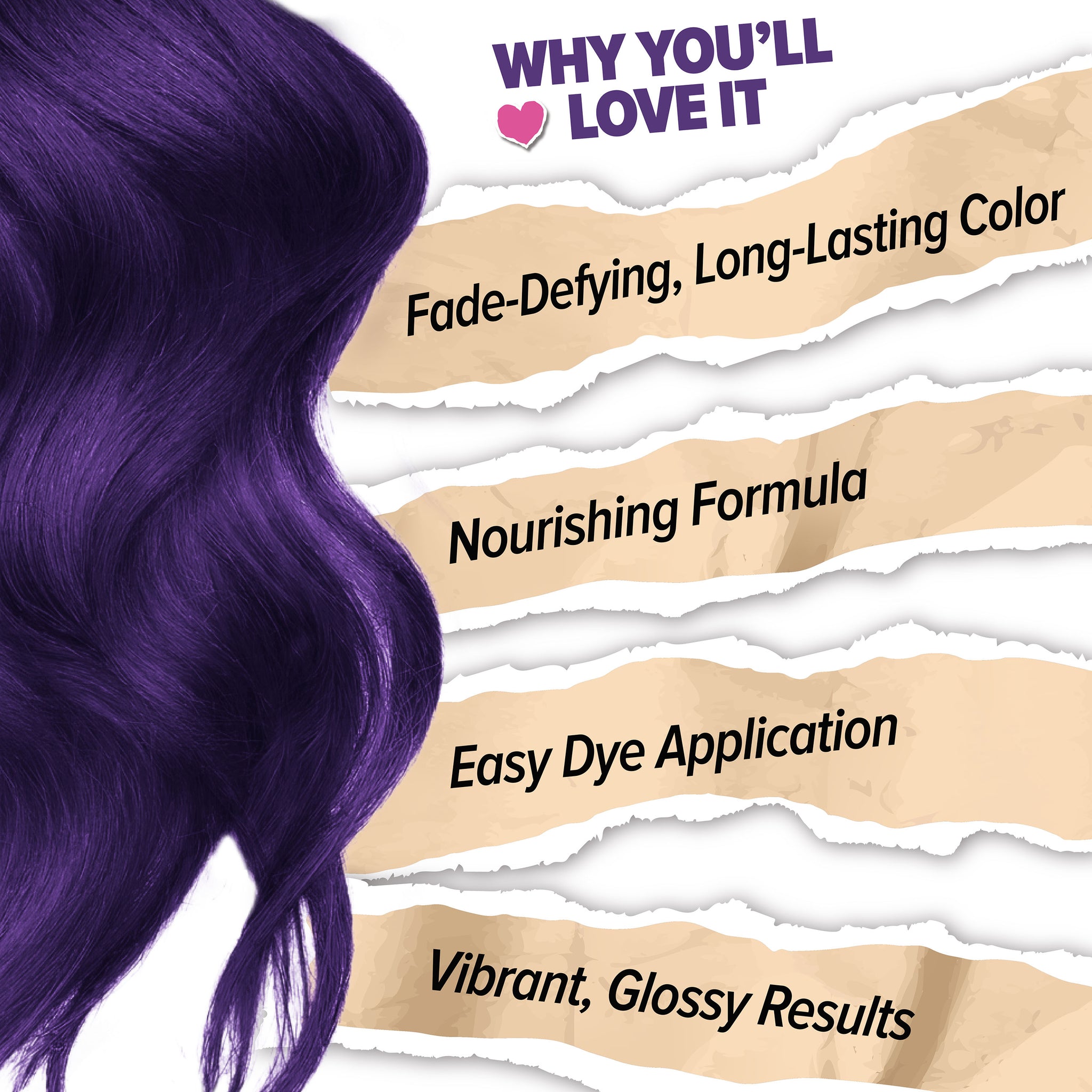 Kit de tinte para el cabello semipermanente morado oscuro sin lejía con tanzanita de medianoche