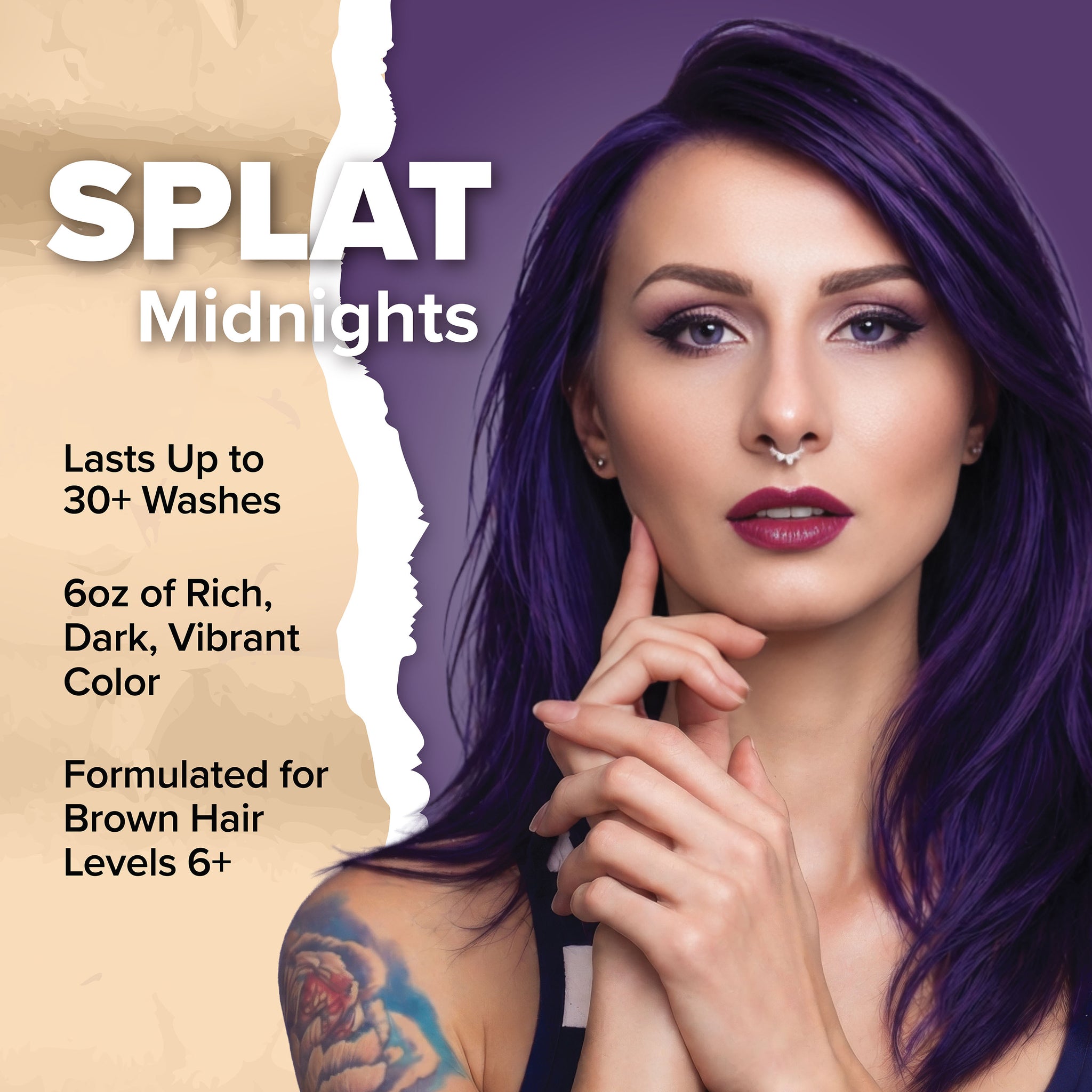 Kit de tinte para el cabello semipermanente morado oscuro sin lejía con tanzanita de medianoche
