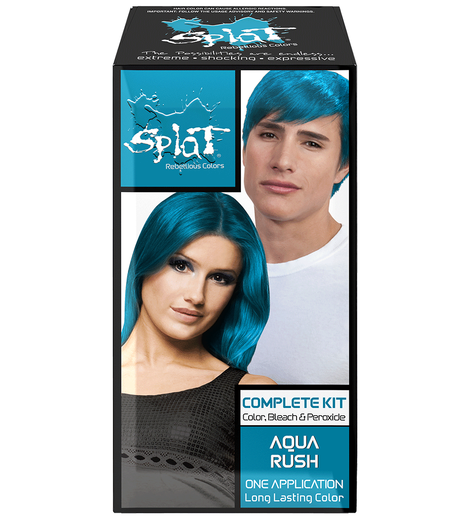 Aqua Rush: Original Blue Semi-Permanent Hair Dye Complete Kit with Bleach